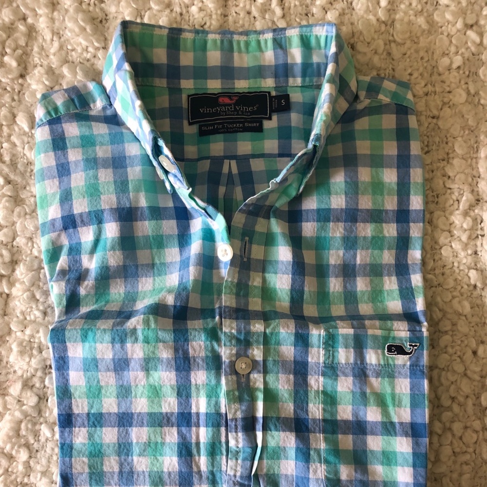 Vineyard vines checkered slim button down